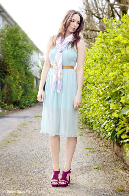 Outfit of the Day: InloveWithFashion Pastel Dress, River Island Print Scarf, and Penneys Heels